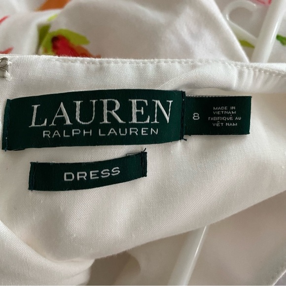 NWOT Lauren Ralph Lauren Dress White floral sateen Tamal SZ 8 - Picture 5 of 14